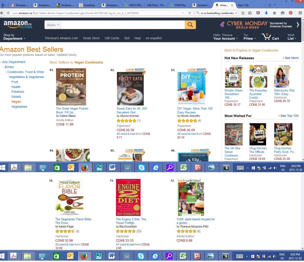 #72 on Amazon.ca Bestseller List of Vegan Cookbooks