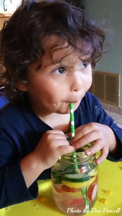 Dr Dee's son drinking special water recipe